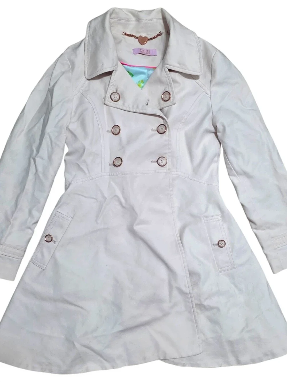 baker Ted baker extremely light pink double breasted collared trench coat